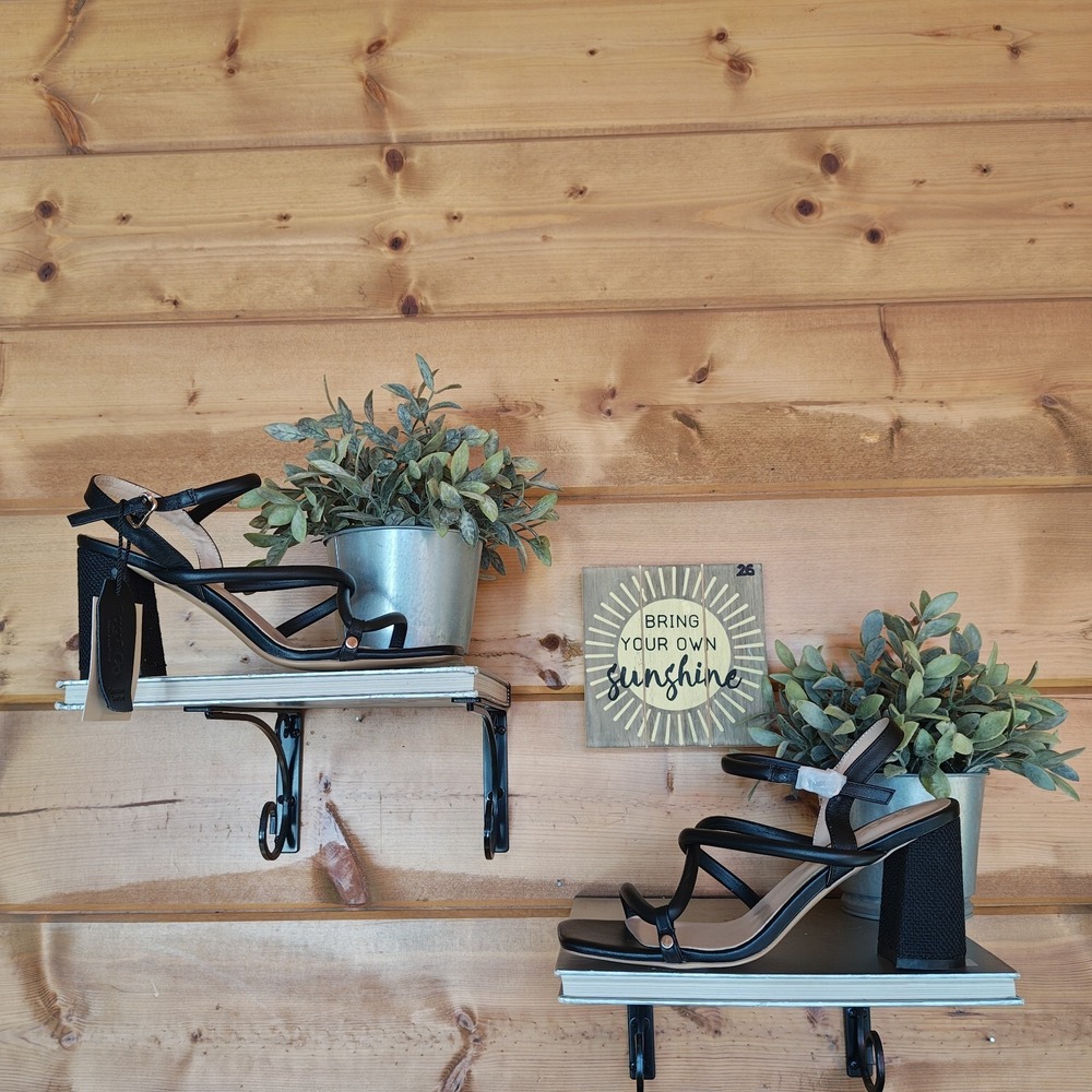 Rag & Co NWT Artha Open Square Toe Block Heel Sandals Strappy Faux‎ Leather Sz 9